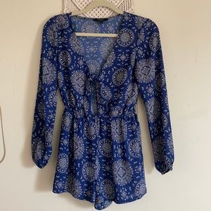 Blue Paisley print Romper F21